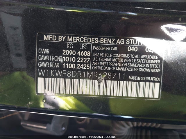W1KWF8DB1MR628711 Mercedes-Benz C 300 Sedan