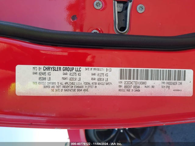 2C3CDXCT5EH103003 Dodge CHARGER R/T