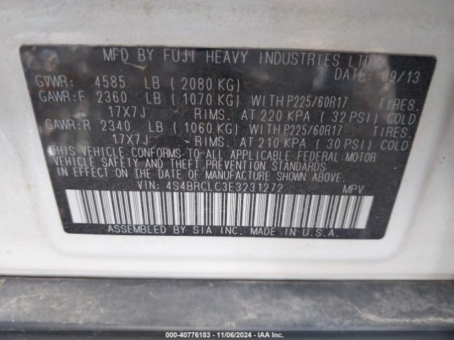 4S4BRCLC3E3231272 Subaru Outback 2.5i Limited