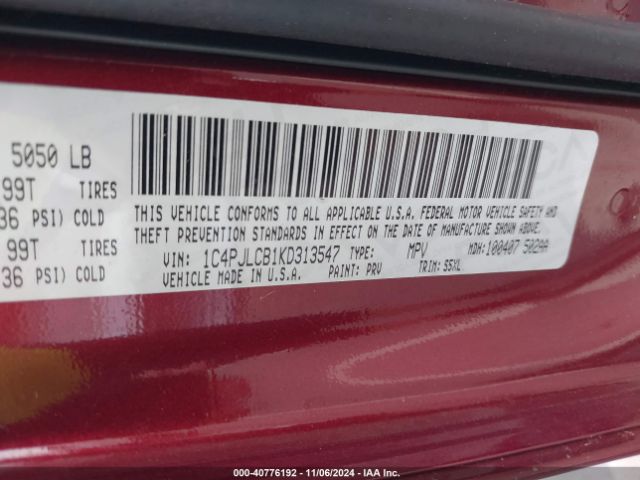 1C4PJLCB1KD313547 Jeep Cherokee Latitude Fwd