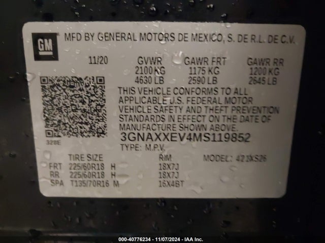 Chevrolet Equinox Awd Premier 2021 3GNAXXEV4MS119852 Image 9