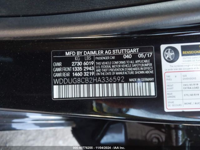 WDDUG8CB2HA336592 Mercedes-Benz S 550