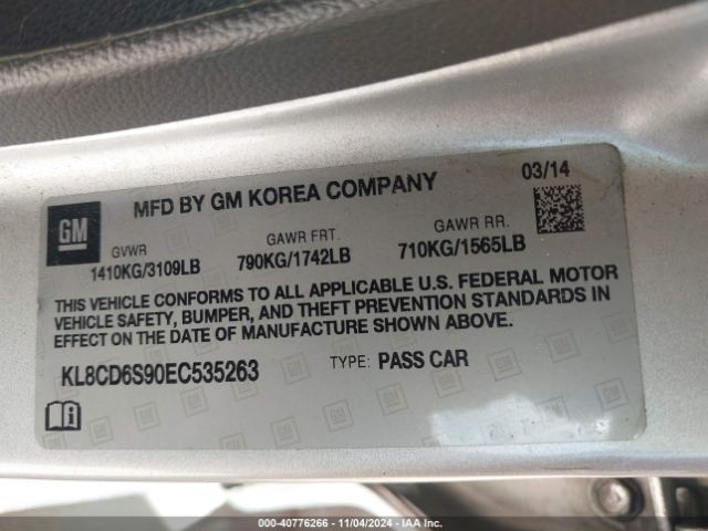 KL8CD6S90EC535263 Chevrolet Spark 1lt Auto