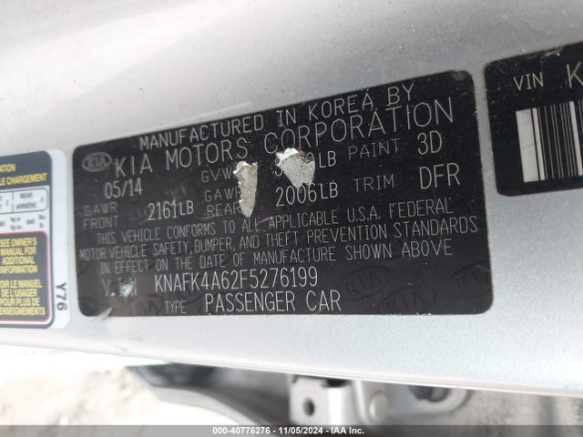 KIA FORTE LX 2015 KNAFK4A62F5276199 Image 9