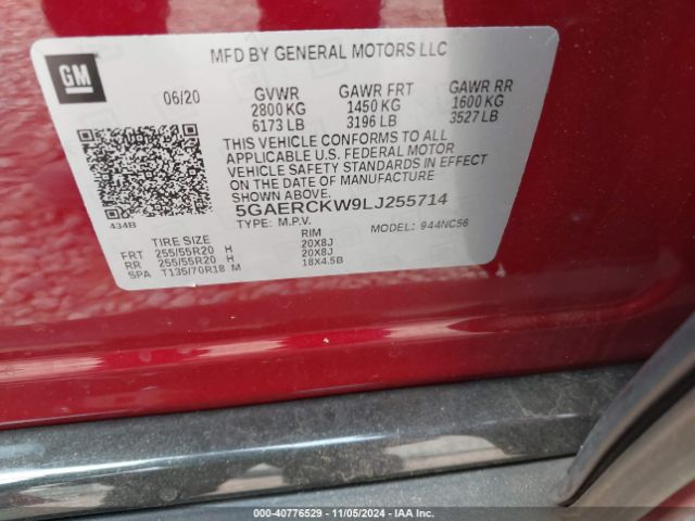 5GAERCKW9LJ255714 Buick Enclave Fwd Premium