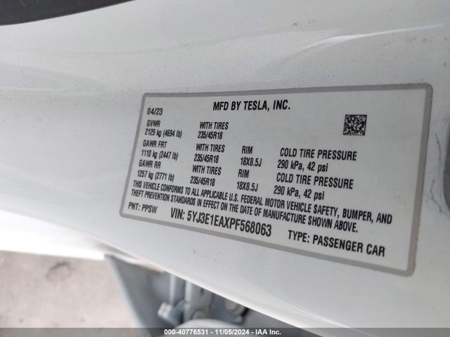 2023 TESLA MODEL 3 5YJ3E1EAXPF568063 Photo 8