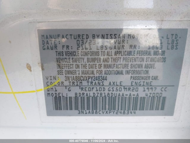 Nissan Sentra Sv Xtronic Cvt 2023 3N1AB8CVXPY248344 Image 9