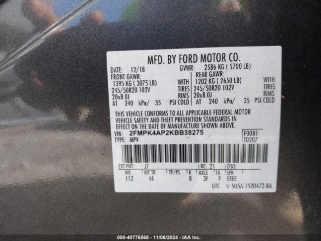 2FMPK4AP2KBB38275 Ford EDGE ST