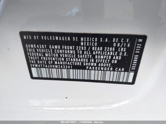 3VW4T7AJ9HM243241 Volkswagen JETTA GLI