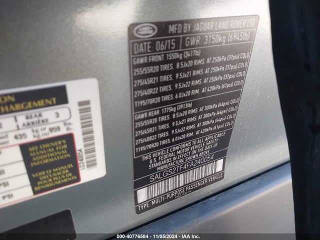 Land Rover Range Rover 5.0l V8 Supercharged 2015 SALGS2TF4FA240054 Image 9