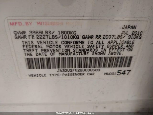 2011 MITSUBISHI LANCER JA32U2FU2BU000689 Photo 8