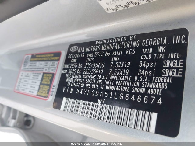 KIA Sorento 3.3l S 2020 5XYPGDA51LG646674 Image 9