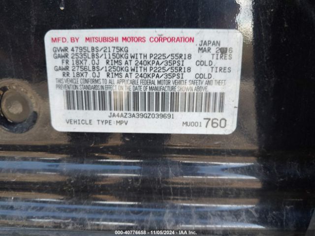 2016 MITSUBISHI OUTLANDER JA4AZ3A39GZ039691 Photo 8