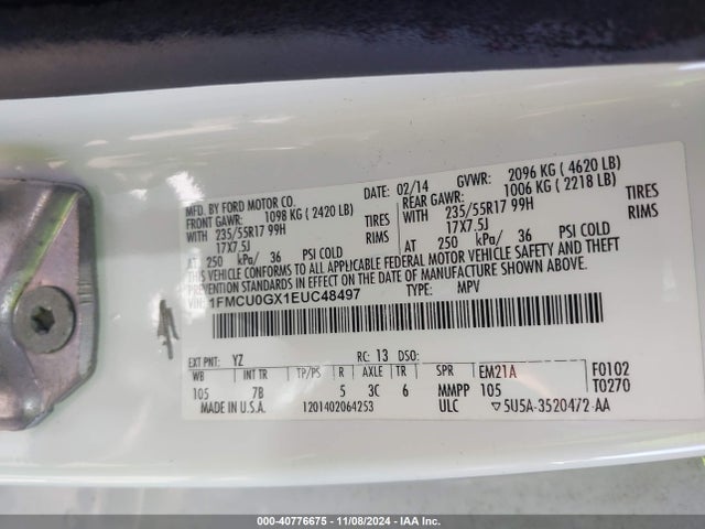 Ford ESCAPE SE 2014 1FMCU0GX1EUC48497 Image 9