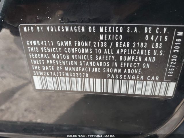 3VW2K7AJ7FM333978 Volkswagen Jetta 2.0l S