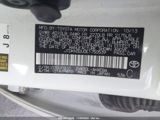 JTDKN3DU0E1750539 Toyota Prius