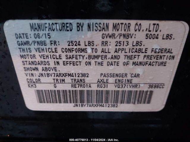 JN1BV7ARXFM412382 Infiniti Q50 Premium
