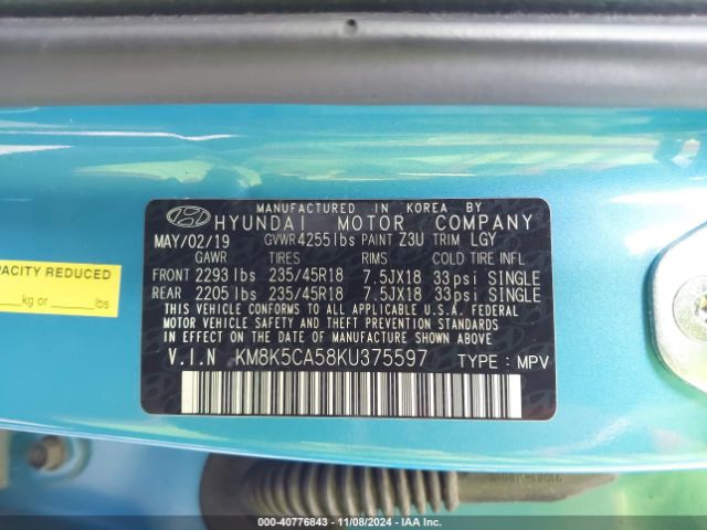 KM8K5CA58KU375597 Hyundai Kona Ultimate