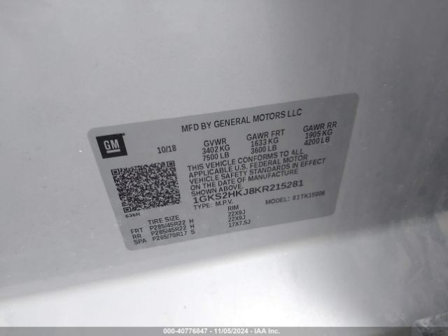 1GKS2HKJ8KR215281 GMC YUKON XL DENALI