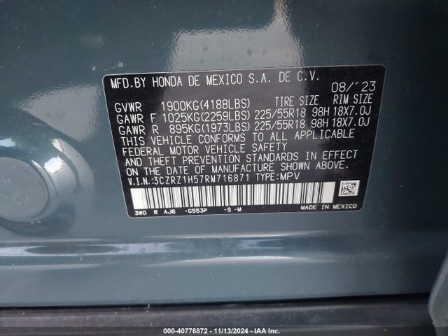 3CZRZ1H57RM716871 Honda Hr-v 2wd Sport/sport