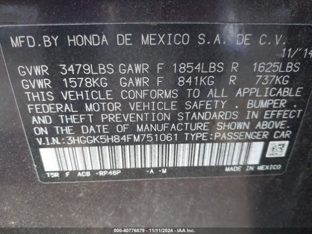 3HGGK5H84FM751061 Honda Fit Ex/ex-l