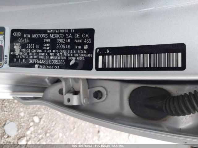3KPFN4A85HE005365 KIA FORTE EX