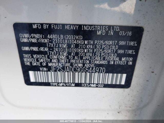 JF2SJADC9GG544970 Subaru Forester 2.5i Premium