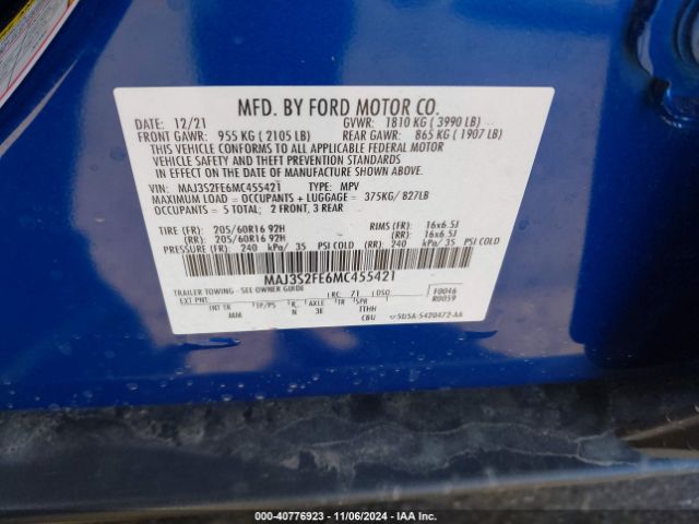 MAJ3S2FE6MC455421 Ford ECOSPORT S