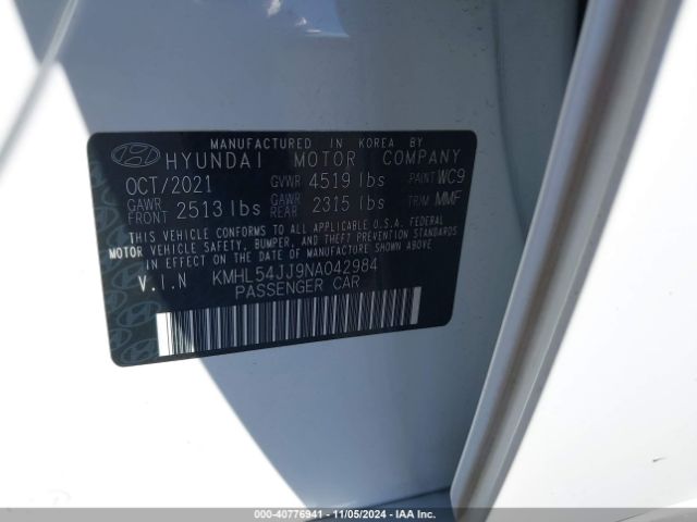KMHL54JJ9NA042984 Hyundai Sonata Hybrid Limited