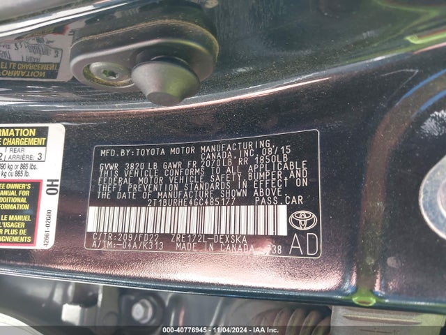 Toyota Corolla S W/special Edition Pkg 2016 2T1BURHE4GC485177 Image 9