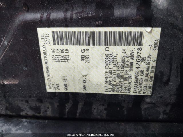 1N4AA6AP0GC426978 Nissan Maxima 3.5 Platinum
