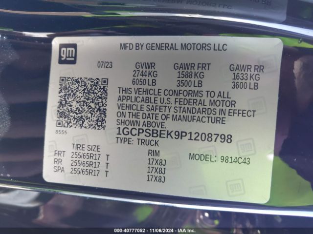 1GCPSBEK9P1208798 Chevrolet Colorado 2wd  Short Box Wt