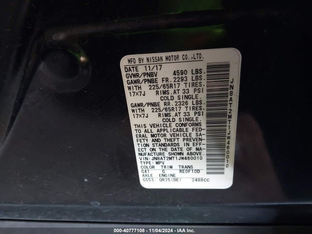 Nissan ROGUE S 2018 JN8AT2MT1JW460010 Image 9