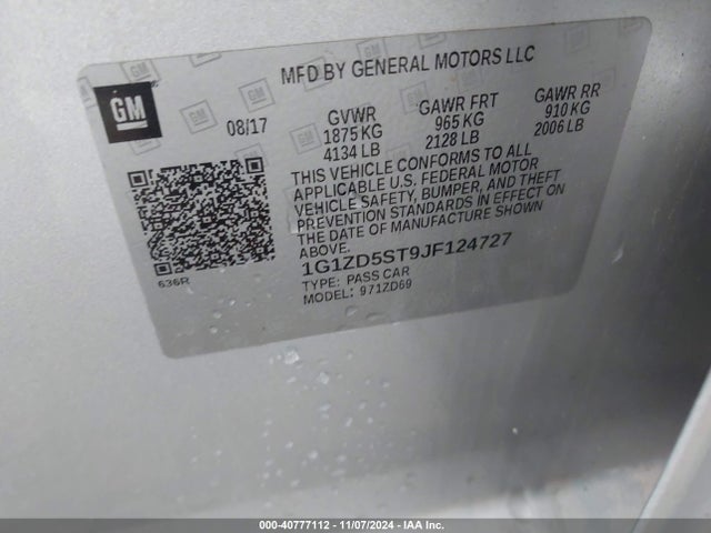 Chevrolet MALIBU LT 2018 1G1ZD5ST9JF124727 Image 9