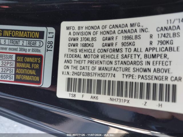 2HGFG3B57FH507774 Honda Civic Lx