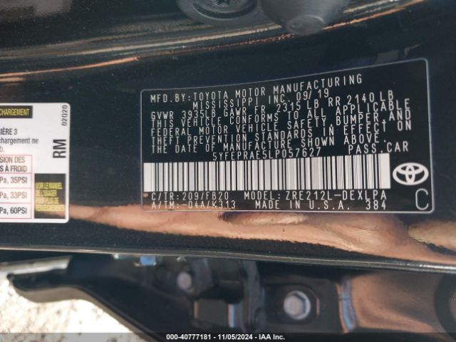 5YFEPRAE5LP057627 Toyota COROLLA LE
