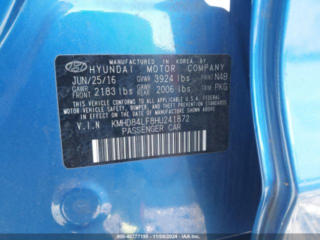 KMHD84LF8HU241872 Hyundai ELANTRA SE