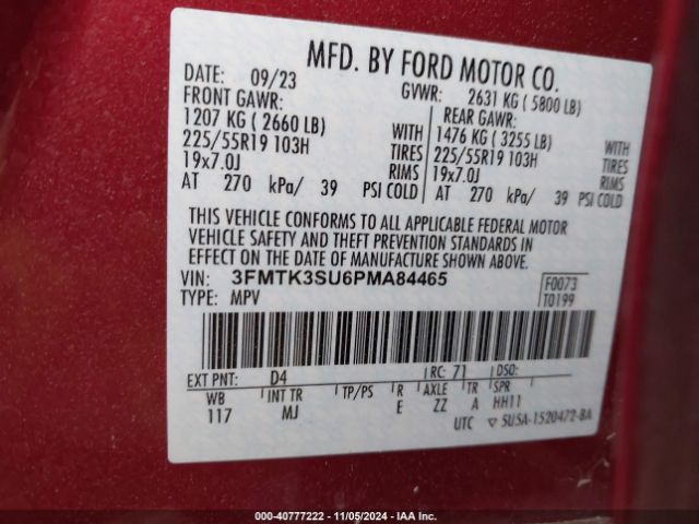 3FMTK3SU6PMA84465 Ford Mustang Mach-e Premium