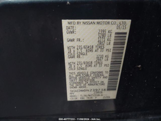 5N1AZ2MH0FN239738 Nissan MURANO S