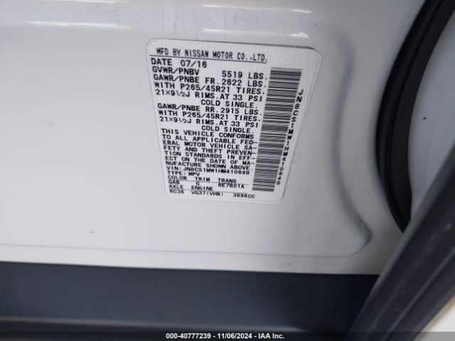 JN8CS1MW1HM410648 Infiniti QX70