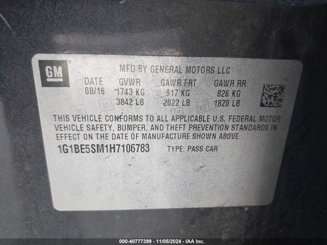 Chevrolet Cruze Lt Auto 2017 1G1BE5SM1H7106783 Image 9
