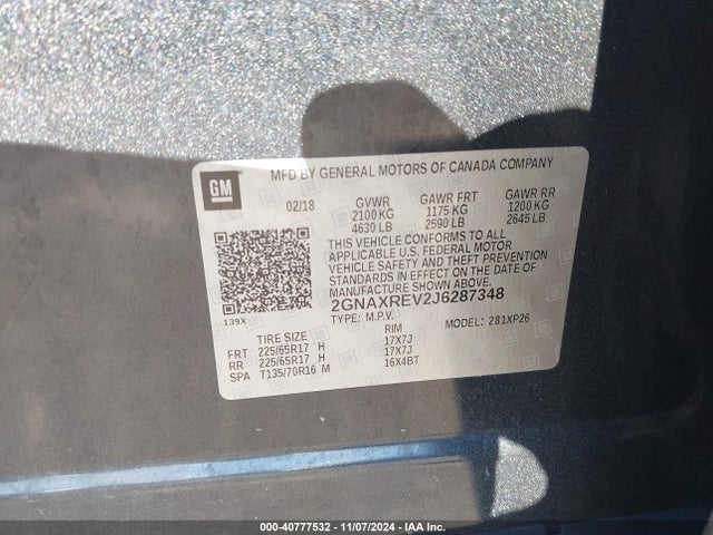 Chevrolet EQUINOX LS 2018 2GNAXREV2J6287348 Image 9