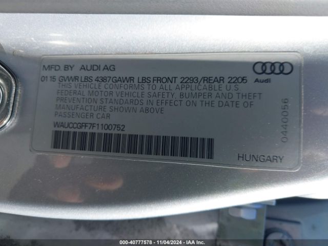 WAUCCGFF7F1100752 Audi A3 1.8t Premium