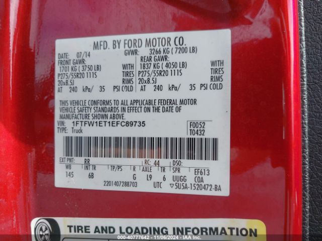 1FTFW1ET1EFC89735 Ford F-150 Fx4