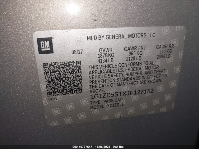 Chevrolet MALIBU LT 2018 1G1ZD5STXJF127152 Image 9