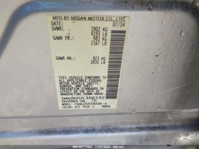 1N4AZ0CP1FC306592 Nissan Leaf Sl