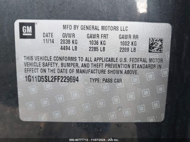 1G11D5SL2FF229694 Chevrolet MALIBU 2LT