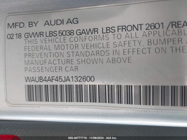 WAUB4AF45JA132600 Audi S4 3.0t Premium Plus