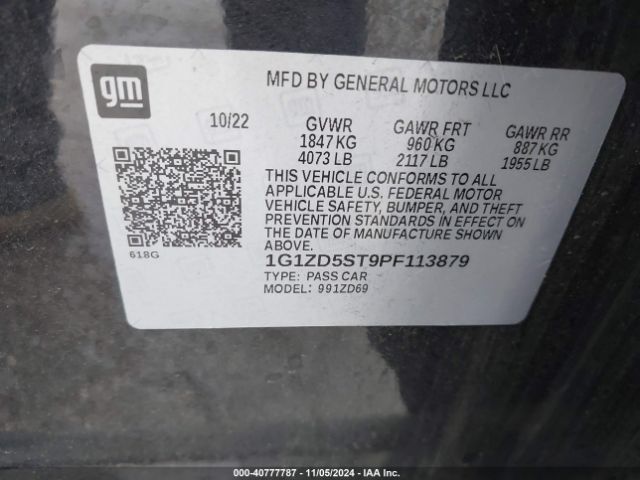 1G1ZD5ST9PF113879 Chevrolet Malibu Fwd 1lt