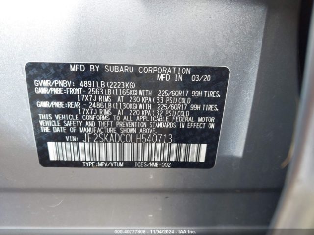 JF2SKADC0LH540713 Subaru Forester